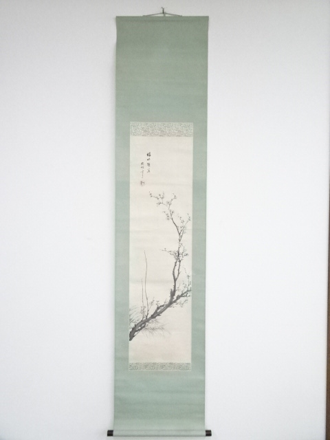 JAPANESE HANGING SCROLL / HAND PAINTED / PLUM BLOSSOMS